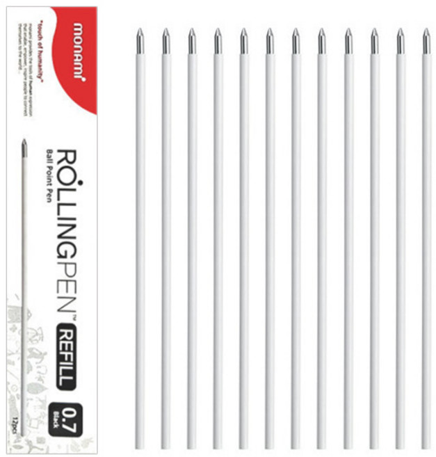 모나미 롤링펜 리필심 1타(12자루), 1개, 검정