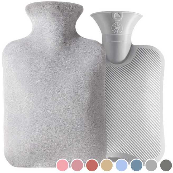 아뜰라임 오래가는 보온 물주머니 핫팩 + 찜질팩 커버 세트 1L 2L, 실버그레이 2L, 1개