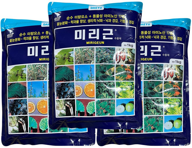 대유 미리근수용제 순수 미량요소 아미노산 복합비료, 3개, 1kg