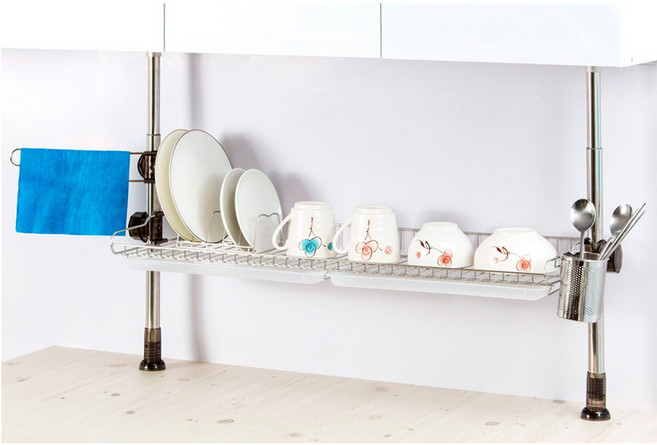 DAMDA 기둥 설치형 식기건조대 씽크선반 무타공, 1개, 800, 1단