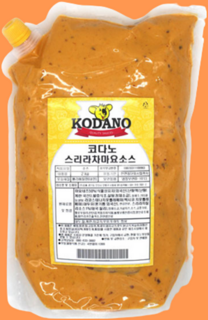 코다노 스리라차마요소스 2KG 핫 매운마요, 1개