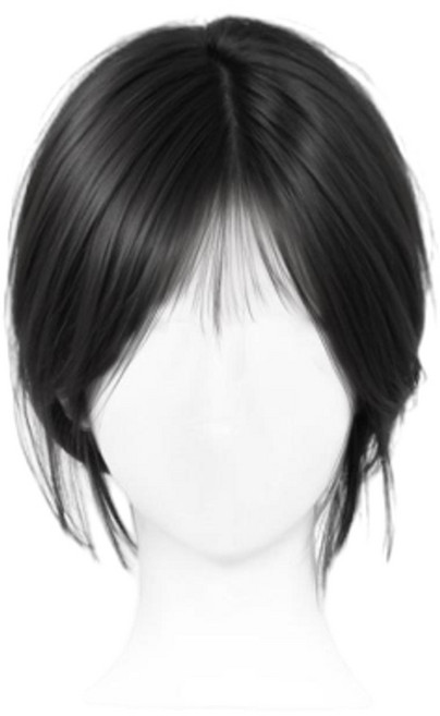 原生修顏八字瀏海假髮增髮片, 法式劉海 - 輕翼網 8*11自然黑 25cm, 1個