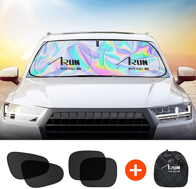 에이런 차량 햇빛가리개 자동차 앞유리 운전석 차량용 세트, 앞유리용1P + 창문용4P, 1세트