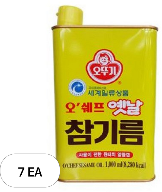 오뚜기옛날 오쉐프 참기름, 1L, 7개