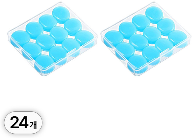 투데이리빙 24개 세트 소음 차단 수면 귀마개 수험생 공부 소프트 실리콘 굿나잇 수면 노이즈 이어플러그 숙면 귀마게, R89147L(24개 세트, 블루, 2개, 12개입