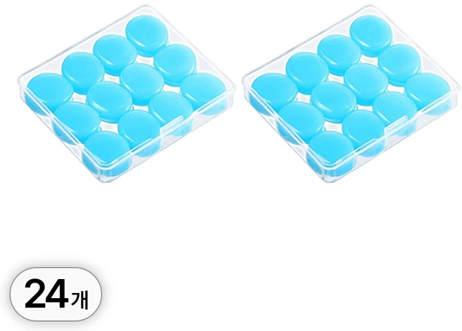 투데이리빙 24개 세트 소음 방지 수영 실리콘 귀마개 수험생 공부 소프트 굿나잇 수면 숙면 노이즈 이어플러그, R89145L(24개 세트, 블루, 2개, 12개입 - 쿠팡