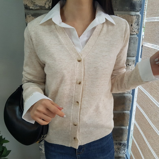 상상그이상 여성용 국내제작 클레어 브이넥 가디건 부드러운 레이온소재 촉감왕 12가지 컬러 구김없는 단정한 가디건 기본아이템 무지가디건 사무실 가디건