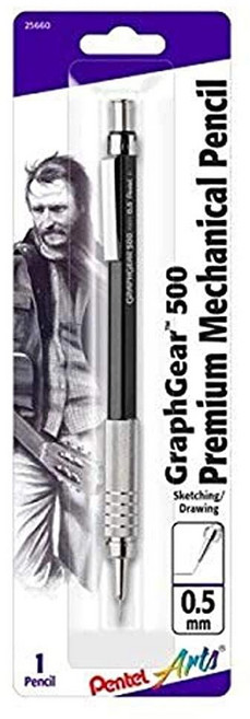 펜텔 Arts graphgear 500 제도 연필 0.5mm 블랙 배럴 1팩 (Pg525APABP), 펜텔 Arts graphgear 500 제도 연필 0.