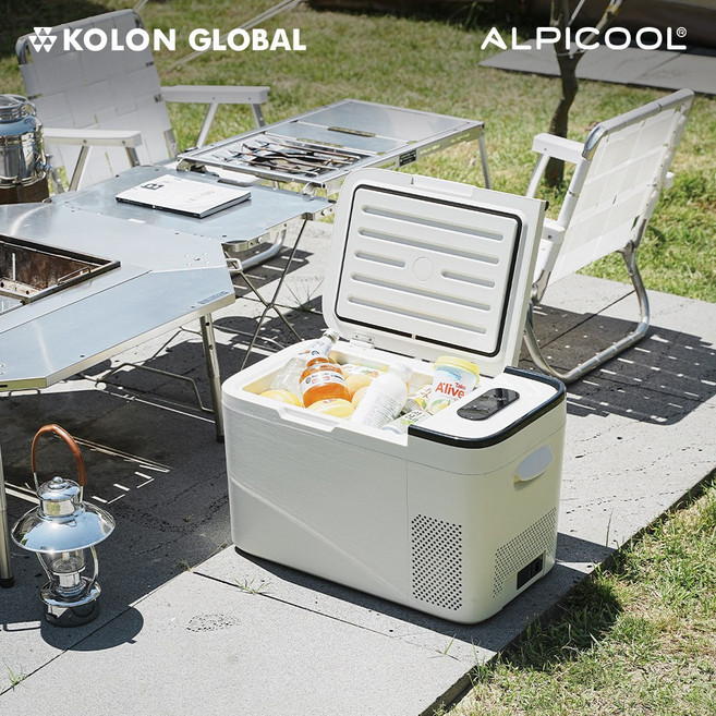 알피쿨 캠핑 냉장고 AK25, 화이트 + 블랙