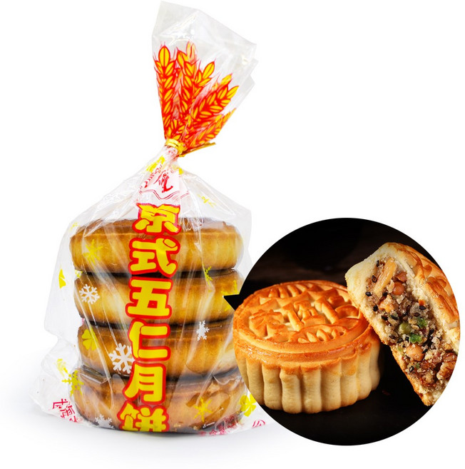 홍홍 중국식품 중국 오리지널 경식오인월병 450g 2개세트 중국 북경식 중국월병 전통 중국과자 추석, 2개