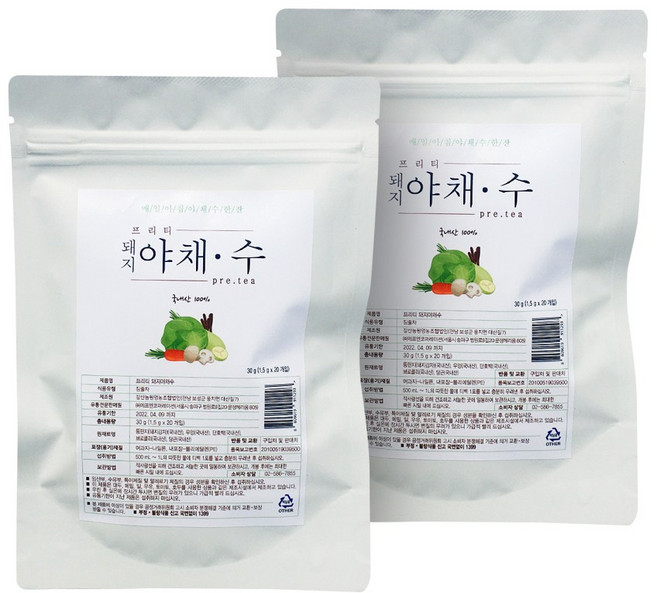 프리티 돼지야채수 티백, 1.5g, 20개입, 2개