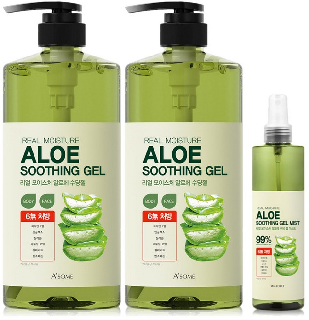 알로에 베라 수딩젤 대용량 1000ml 2개+알로에 미스트 250ml, 2개