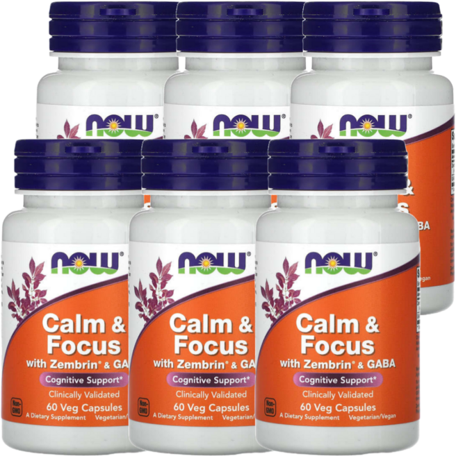 나우푸드 Calm & Focus Zembrin 및 GABA 함유 60캡슐 6통, 60정