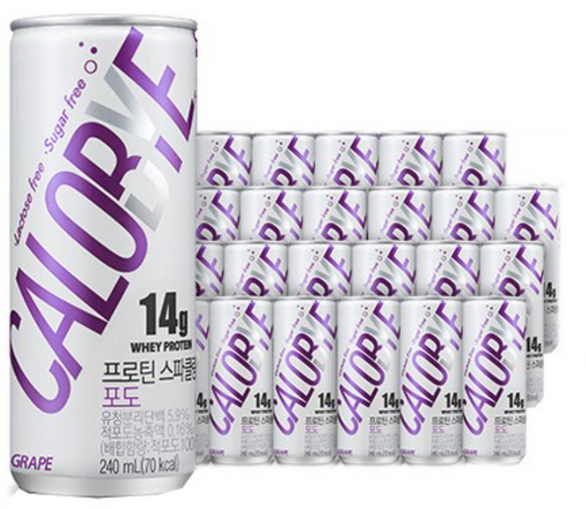 칼로바이 무설탕 프로틴 스파클링 포도맛, 240ml, 24개