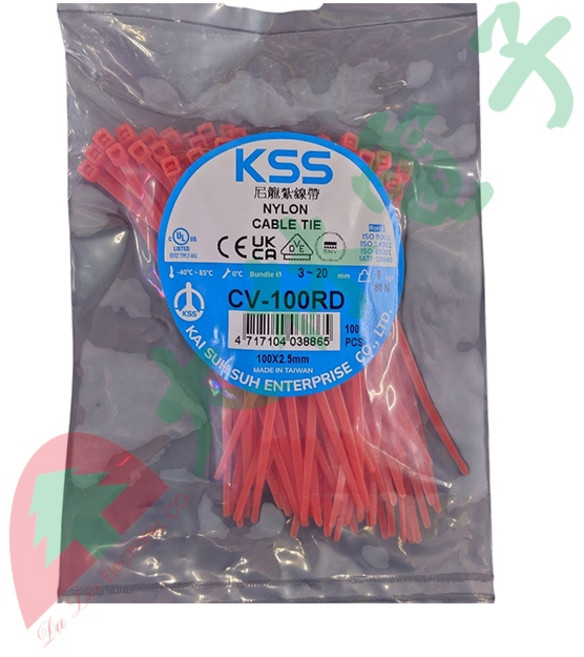 【大林電子】凱士士 KSS 尼龍紮線帶 紅色 100入 CV-100RD, 1個