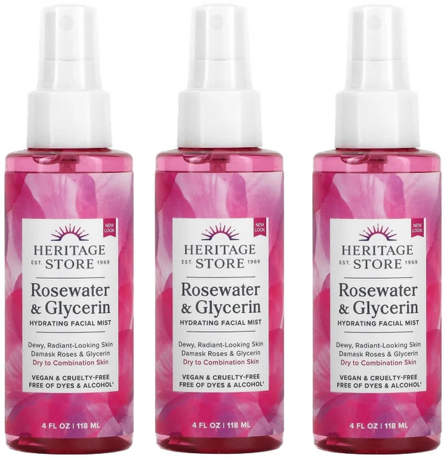헤리테지 헤리티지 스토어 로즈워터 앤 글리세린 하이드레이팅 페이셜 미스트, 118ml, 3개 - 쿠팡