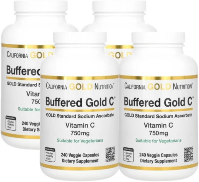 CGN 완충 골드C 스탠다드 아스코르브산 나트륨(비타민 C) 750 mg 240 x 4 베지 캡슐, 240정, 4개 - 쿠팡