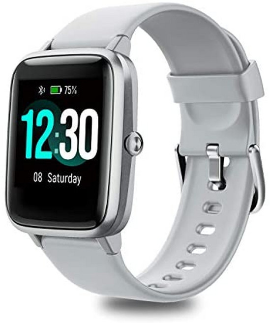 Fitpolo Smart watch 피트니스 시계 1.3 HD 풀터치스크린 5ATM 방수 Android iPhone 여성 남성 어린이 심박수 모니터 음악 제어 추적기 IP68 수면, 1.3 화면, 회색