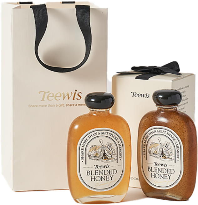 티위즈 블렌딩 허니티 2구 선물세트 + 쇼핑백 증정, 1세트, 레몬맛 1병&바닐라맛 1병