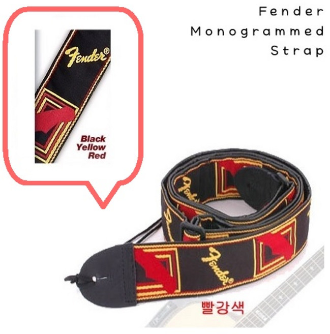FENDER 펜더 휀더 모노그램 기타 멜빵 스트랩, 1개, 빨강