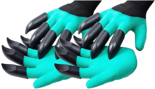 마하비 갈고리 호미 원예 장갑 양손 세트 그린, 2세트