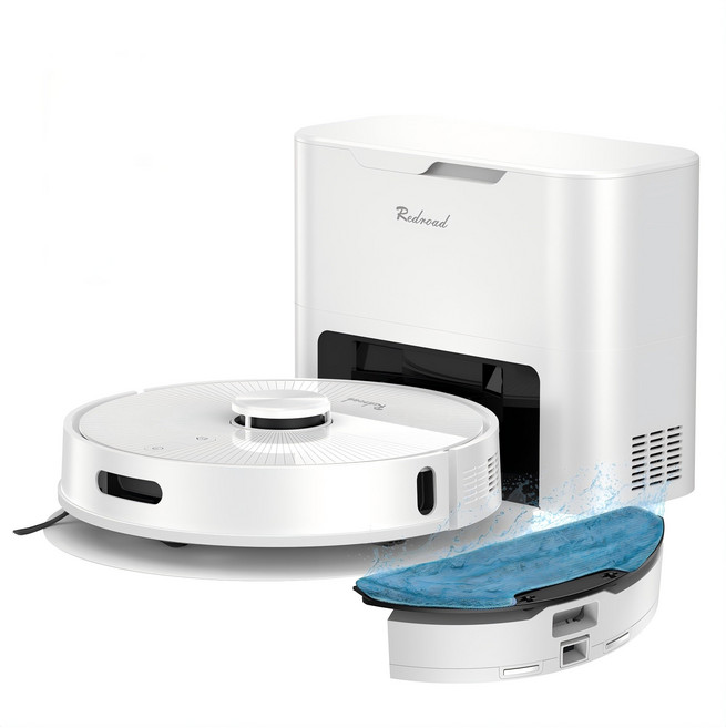 Redroad R10 2in1 물걸레 로봇청소기 4000pa 흡입력 LDS센서 먼지비움 어플연동, 화이트