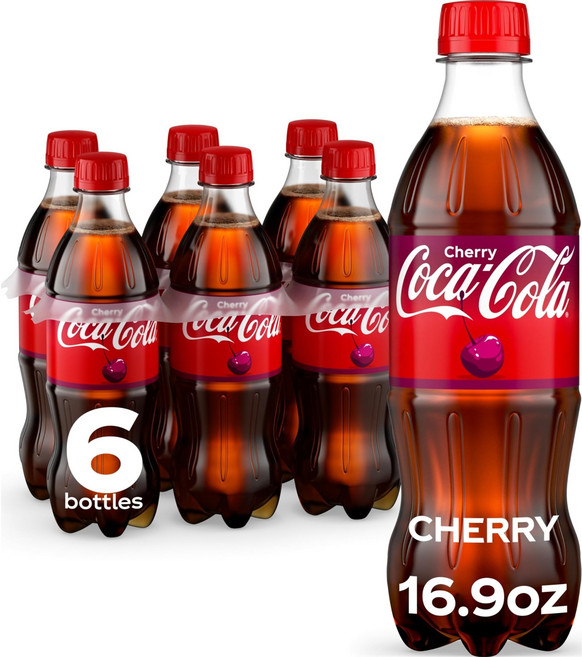 코카콜라 체리 소다 청량 음료 16.9 fl oz 6 팩 Coca-Cola Cherry Soda Soft Drink 16.9 fl oz 6 Pack, 6개, 500ml