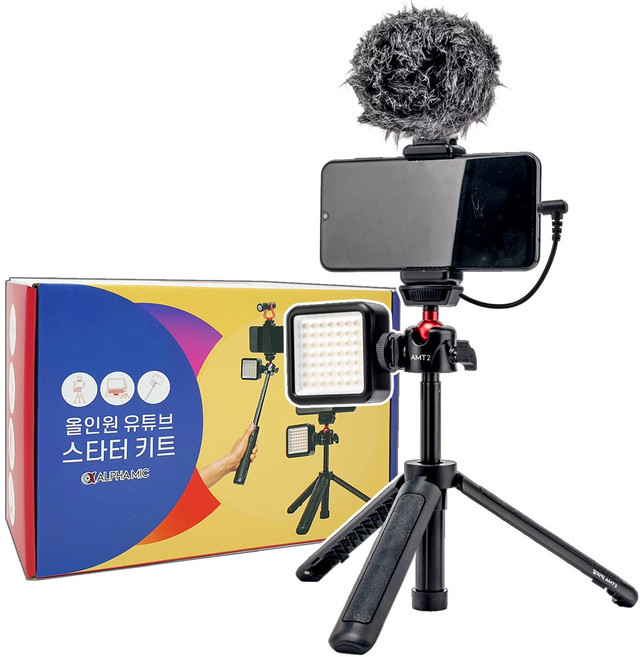 알파믹 올인원 유튜브 스타터 세트 개인 방송 촬영 장비 브이로그 셀카봉, STRK-A, 1개