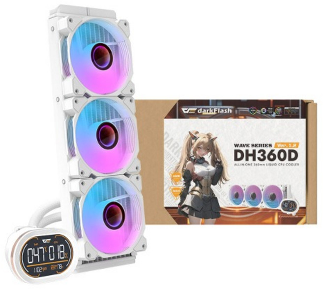 다크플래쉬 darkflash WAVE DH-360D ARGB 화이트, 1개, 선택하세요