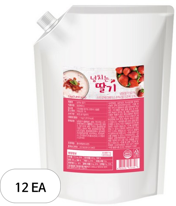 네이쳐티 넘치는 딸기 베이스, 1kg, 12개