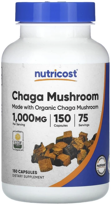 Nutricost 차가버섯 1000mg 캡슐 150정(캡슐 1정당 500mg), Nutricost차가버섯1000mg캡슐150정캡슐1정당, 1개, 150정 - 쿠팡