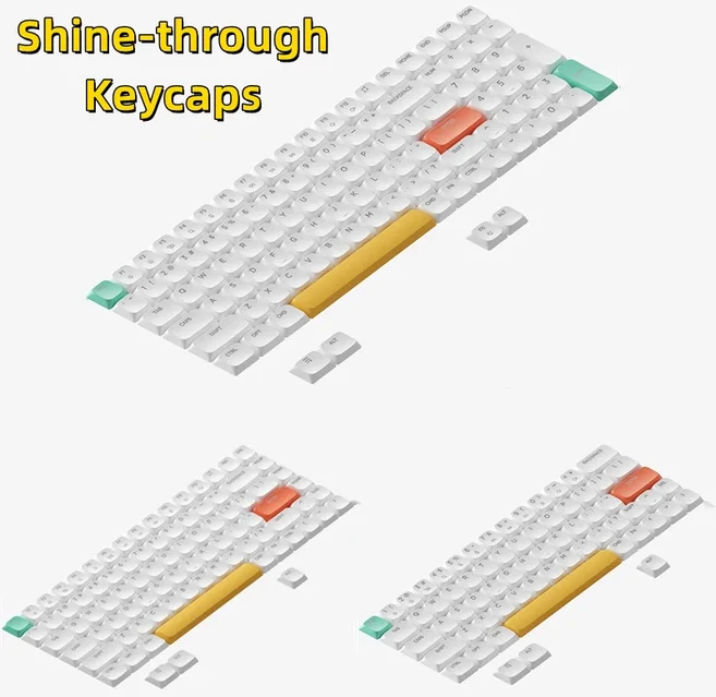 NuPhy nSA 프로필 Shine-through PC 키캡 투명 로우 AIR75/AIR75 V2/AIR96용 에어 시리즈에 적합, 03 For Air96 V2, 04 Shine-through White