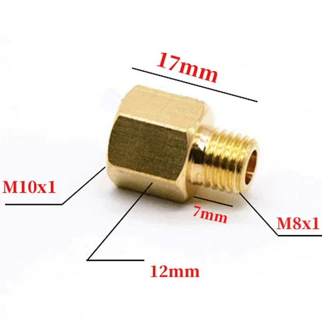 동링직 동파이프 연결 배관 자재 M6 M8 M10 BSP 암수 직선 황동 파이프 커넥터 커플러 니플 압축 유니온 피팅 윤활유 18 인치 14, 14) 10x1mm - M8x1mm - Female T