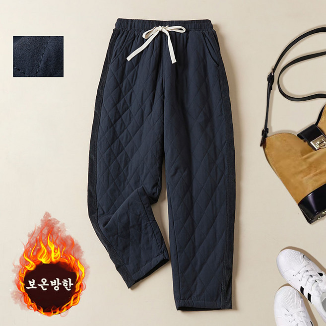POMTOR 겨울 여성 허리밴딩 솜 팬츠 기모 팬츠