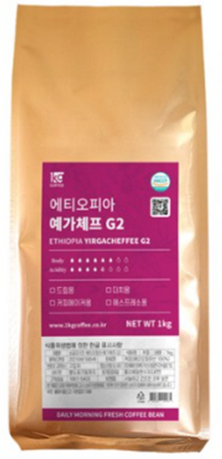 일킬로커피 싱글오리진 에티오피아 예가체프 지투 원두, 홀빈(분쇄안함), 1kg, 1개
