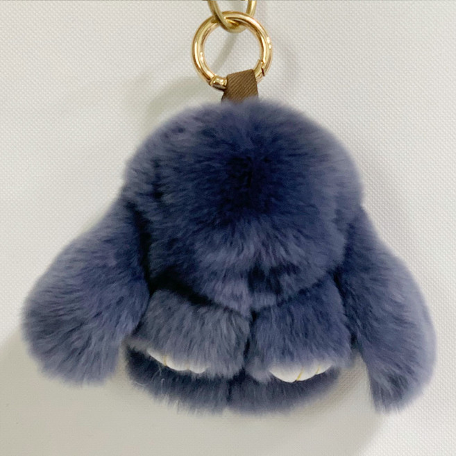 하우스팡 토끼인형 열쇠고리 리얼토끼털 인형키링, 그레이, 1개