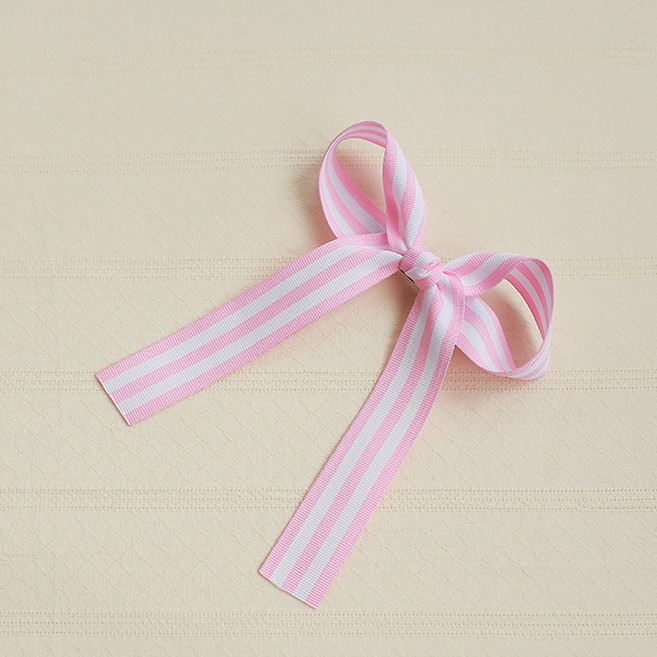 럭키밤비네 여아용 스트라이프 리본집게핀 2개세트