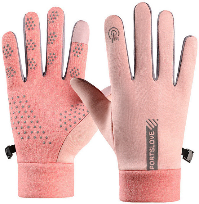 SPORTLOVE 冬季騎行保暖觸控手套, 豎標女款粉色