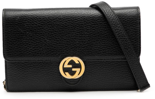 구찌 중고 2000-2015 레더 인터로킹 G 달러 체인 지갑 크로스 백