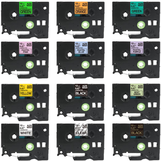 로켓라벨 브라더 라벨 테이프 라벨기 프린터기 라벨스티커 PT-P300BT PT-P710BT PT-D600 PT-D610BT 색상별, 24mm, 검정배경 흰색글씨