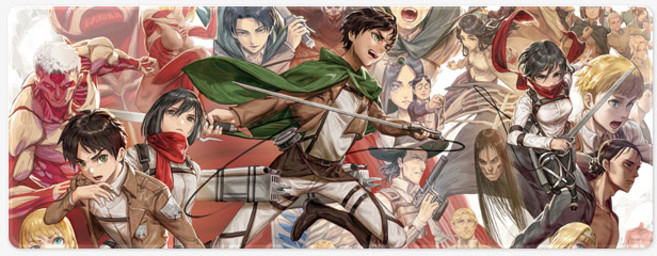 진격의거인 애니 가챠 마우스장패드 L 2XL 데스크매트, 08 진격의거인 L(800x300x4mm), 1개