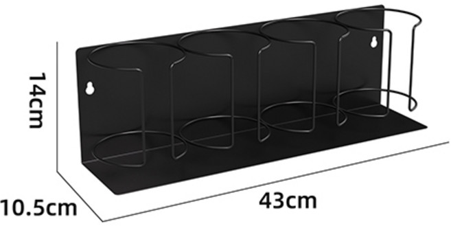 자석 부착식 텀블러 자석 선반, 1개, 블랙 4칸, 1단