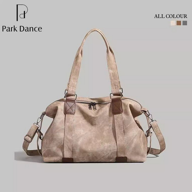 Park Dance 復古質感大容量旅行包, 1個, 卡其色