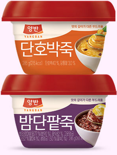 동원 양반 단호박죽 285g x 12개 + 밤단팥죽 285g x 12개, 동원 양반 단호박죽 285g x 12개 + 밤단팥죽 2