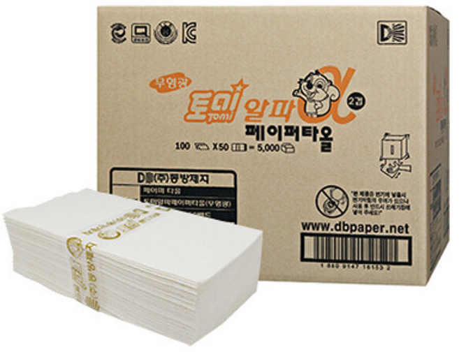동방제지 알파 페이퍼타올 핸드타올 타월 무형광 2겹, 1개, 1개입
