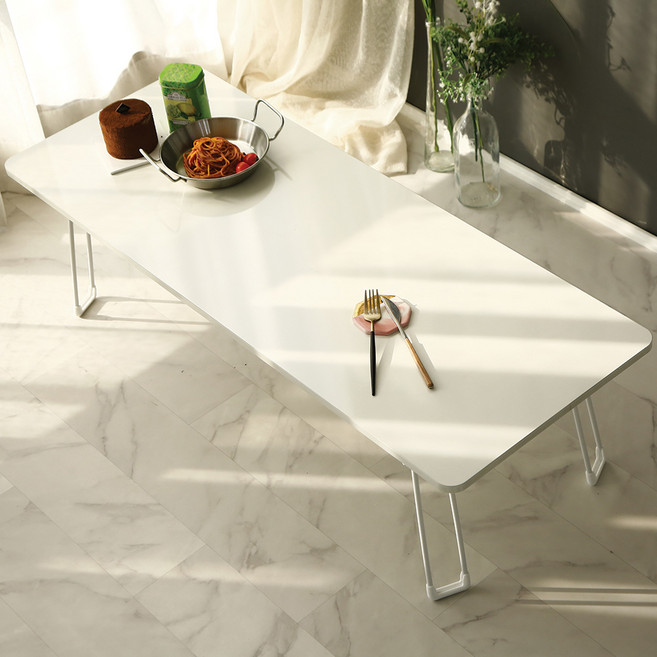 스토리퍼니쳐 워터마블시리즈 쉴트호른 대형 거실테이블 1200*450 밥상 접이식 좌식 4인용, 화이트