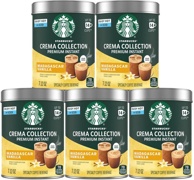 Starbucks 스타벅스 크레마 컬렉션 프리미엄 인스턴트 커피 마다가스카르 바닐라맛 200g, 5개, 1개입
