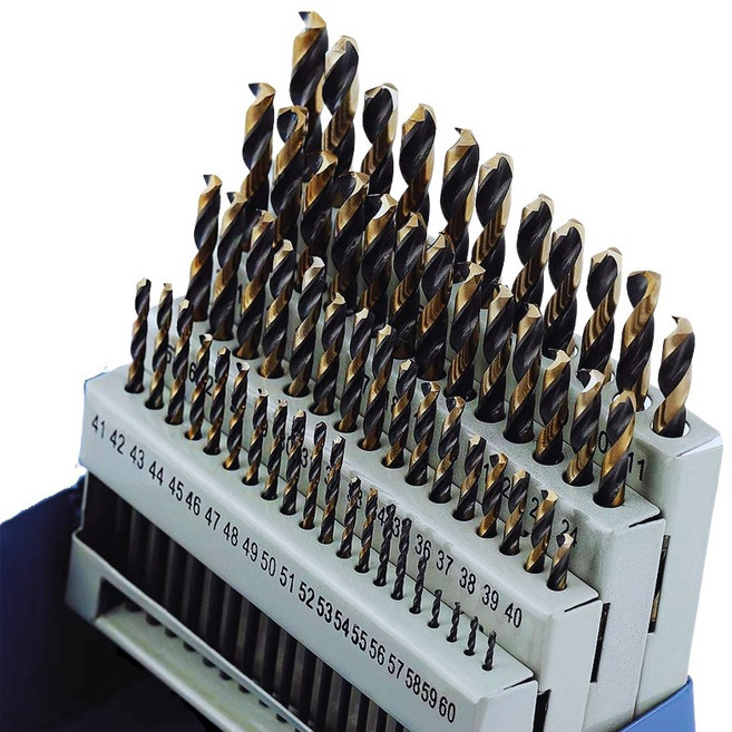 tinduo 코발트 드릴 비트 세트 스텐 드릴비트 철 스텐기리 금속 철판기리 60종 세트, 블랙, 1개