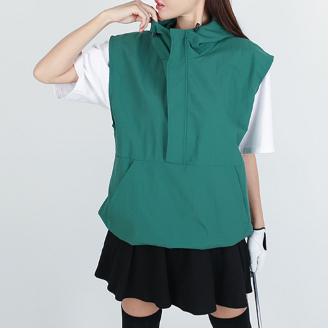 [순이야] J.국내제작 빅사이즈 봄 가을 골프 바스락 바람막이 후드 조끼 베스트