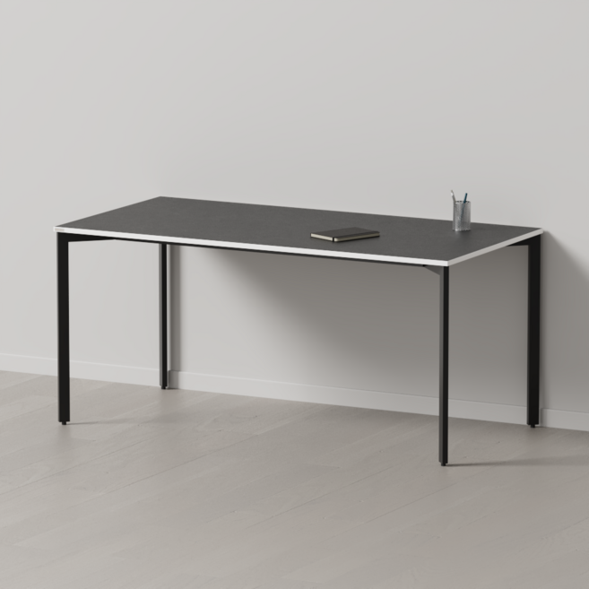 다가구 페르마타 스탠다드 1600 x 800 컴퓨터책상, 블랙+아이보리(상판):블랙(프레임)